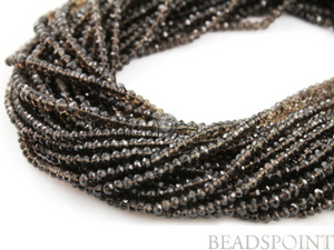 Smokey Topaz Small Micro Faceted Roundels, (STZmicFRNDL) - Beadspoint