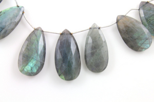 Labradorite Faceted Pear Briolettes Beads, (LAB34x17PR) - Beadspoint