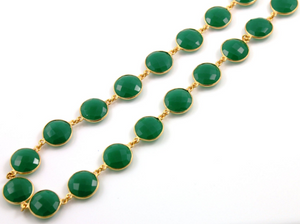 Green Onyx Faceted Coin Chain, (BC-GNX-76) - Beadspoint