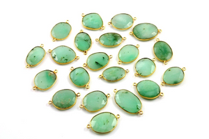 Australian Chrysoprase Faceted Oval Connector,BZCT7351) - Beadspoint