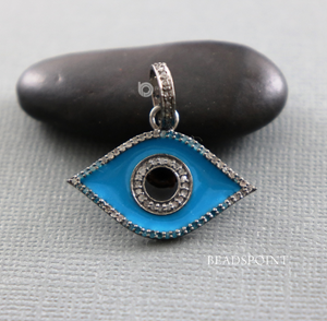 Pave Diamond Enamel Evil Eye Pendant-- DEM-4017 - Beadspoint