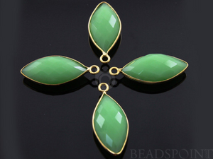 Chrysoprase Faceted Marquise Shape Bezel Connector, (BZC7191) - Beadspoint