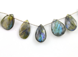 Blue Flashes Labradorite Faceted Pear Briolettes Beads, (LAB21x14PR) - Beadspoint