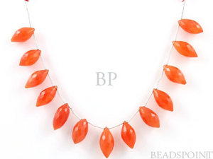 Carnelian Faceted Round Marquise Drops, (CAR8x18Marq) - Beadspoint