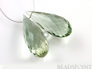Green Amethyst Micro Faceted Long Tear Drops, (GAM25x10PR) - Beadspoint
