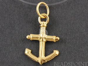24K Gold Vermeil Over Sterling Silver Anchor Charm -- VM/CH10/CR21 - Beadspoint