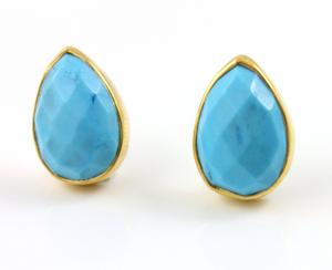 Turquoise Ear Studs w/Ear nuts, (ST/TURQ/02) - Beadspoint