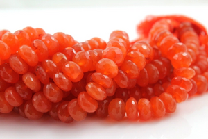 Carnelian Faceted Roundel Beads, 9-10 mm (CAR/RDL/9-10) - Beadspoint