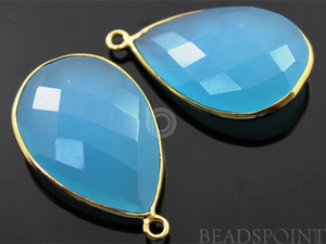 Cobalt Blue Chalcedony Faceted Pear Bezel, (BZC7311) - Beadspoint