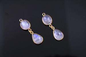 Rainbow Moonstone Smooth Dangle Bezel, (RNB-810) - Beadspoint