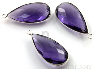 Purple Amethyst Faceted Pear Bezel, (SSBZC6025) - Beadspoint