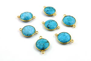 Turquoise Faceted Coin Connector, (BZCT8101) - Beadspoint