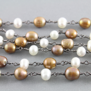 Pearl Chain Rondell Wire Wrapped Chain,(RS-PRL-127) - Beadspoint