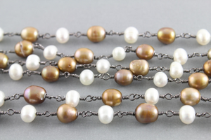Pearl Chain Rondell Wire Wrapped Chain,(RS-PRL-127) - Beadspoint