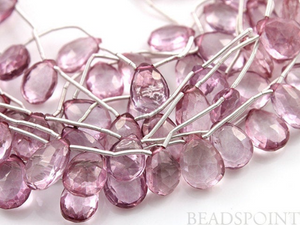 Pink Topaz Faceted Flat Pear Drops, (PTZ8x12PEAR(b) - Beadspoint