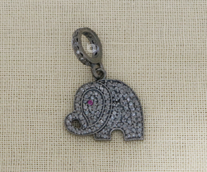 Pave Diamond Elephant Charm, (DC-7091) - Beadspoint