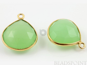 Green Chalcedony Faceted Heart Shape Bezel, (BZC7010) - Beadspoint
