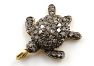 Pave Diamond Turtle Pendant, (MD/CH/CR15) - Beadspoint