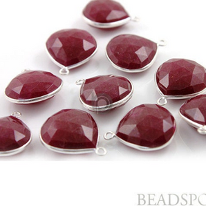 Dyed Ruby  Faceted Heart Bezel (SSBZ8003) - Beadspoint