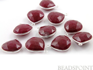 Dyed Ruby  Faceted Heart Bezel (SSBZ8003) - Beadspoint
