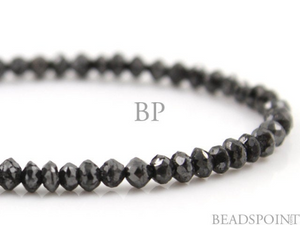 Natural Black Diamond Micro Faceted Rondelles, 25 Pieces, (25DIB2MICFRNDL). - Beadspoint