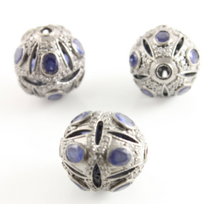 Pave Diamond Sapphire Bead, (DBD-271) - Beadspoint