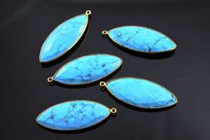 Blue Turquoise Faceted Marquise Bezel, (BZCT7099) - Beadspoint
