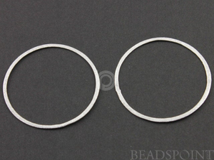 1 PAIR-Brush Sterling Silver Flat Round Earring Component, (BR/6592/45) - Beadspoint