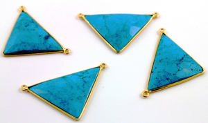 Turquoise Faceted Triangle Bezel Connector, (BZC9016/TURQ) - Beadspoint