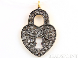 Pave Diamond Heart Lock Pendant, (DCH-95) - Beadspoint