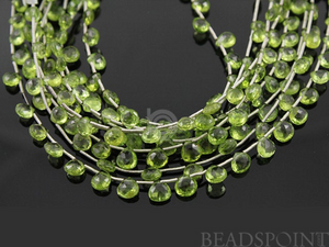 Green Peridot  Faceted Flat Heart Drops,PER5-6Hrt), - Beadspoint