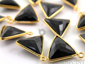 Black Onyx Faceted Triangle Bezel, (BZC7575-A) - Beadspoint