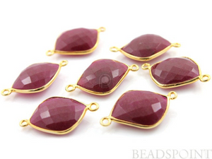 Dyed Ruby Faceted Cushion Connector, (BZC7386) - Beadspoint