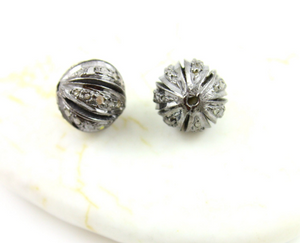 Pave Diamond Finding Oxidized Round Beads, (DF/BD227) - Beadspoint