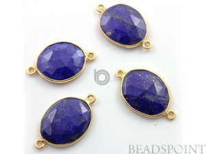 Lapis Lazuli Faceted Oval Connector,(LAP001-A) - Beadspoint