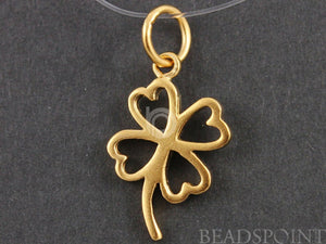 24K Gold Vermeil Over Sterling Silver Clover Charm -- VM/CH4/CR40 - Beadspoint