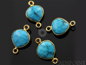 Turquoise Faceted Pear Bezel Connector, (BZC7119) - Beadspoint