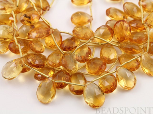 Warm Honey Yellow Citrine Faceted Flat Pear Briolettes Drops, (4CIT9x12Pear) - Beadspoint
