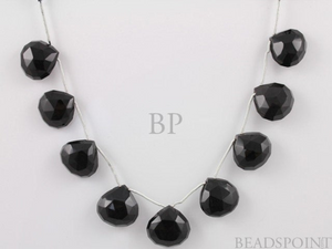 Black Onyx Large Faceted Heart Drops,4 Pieces, (4X16x16HRT) - Beadspoint
