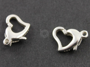 Sterling Silver Heart Shape Clasp w/ Ring, (SS/860) - Beadspoint