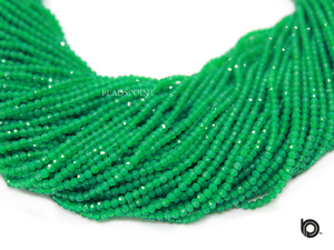 Green Onyx Micro Faceted Rondelle Beads, (GNX-2.5FRNDL) - Beadspoint