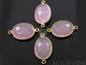 Rose Quartz Faceted Oval Connector, (BZC7372) - Beadspoint