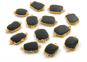 Black Onyx Gold Electroplated Connector, (BZC9030/BLK/CNT) - Beadspoint