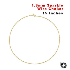 14K Gold Filled, 1.3mm Sparkle Wire Choker, 15 Inches, (GF-827)