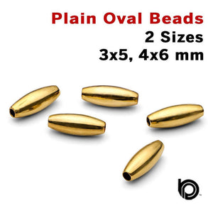 Gold Filled Plain Oval Beads, 2 Sizes, (GF/700)
