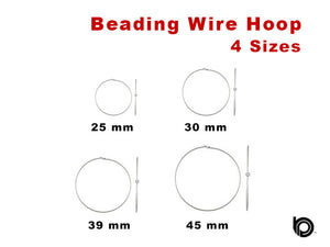 Sterling Silver Beading Wire Hoop, 4 Sizes (SS/748)