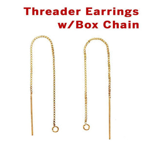 14k Gold Filled Threader Earrings With Box Chain, (GF-703)