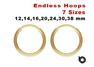 Gold Filled Endless Hoops, 6 Sizes, (GF/706)
