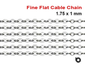 Sterling Silver Fine Flat Oval Cable Chain, 1.75x1 mm, (SS-011)