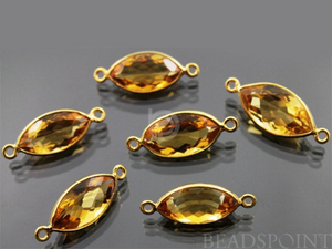 Brazilian Citrine Faceted Marquise Connector,(CIT001) - Beadspoint